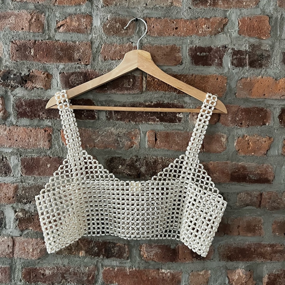 Nidzign Pearl Beaded Bralette Crop Top - Festival or Wedding Statement Piece